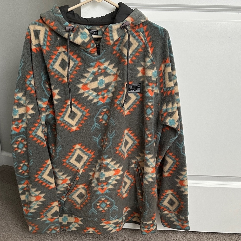 Pendleton-like  Multicolor Geometric Pattern Hoodie
